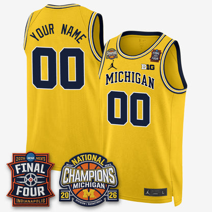 MICH Basketball National Champions Big Text Limited Vapor Custom Jersey - All Stitched
