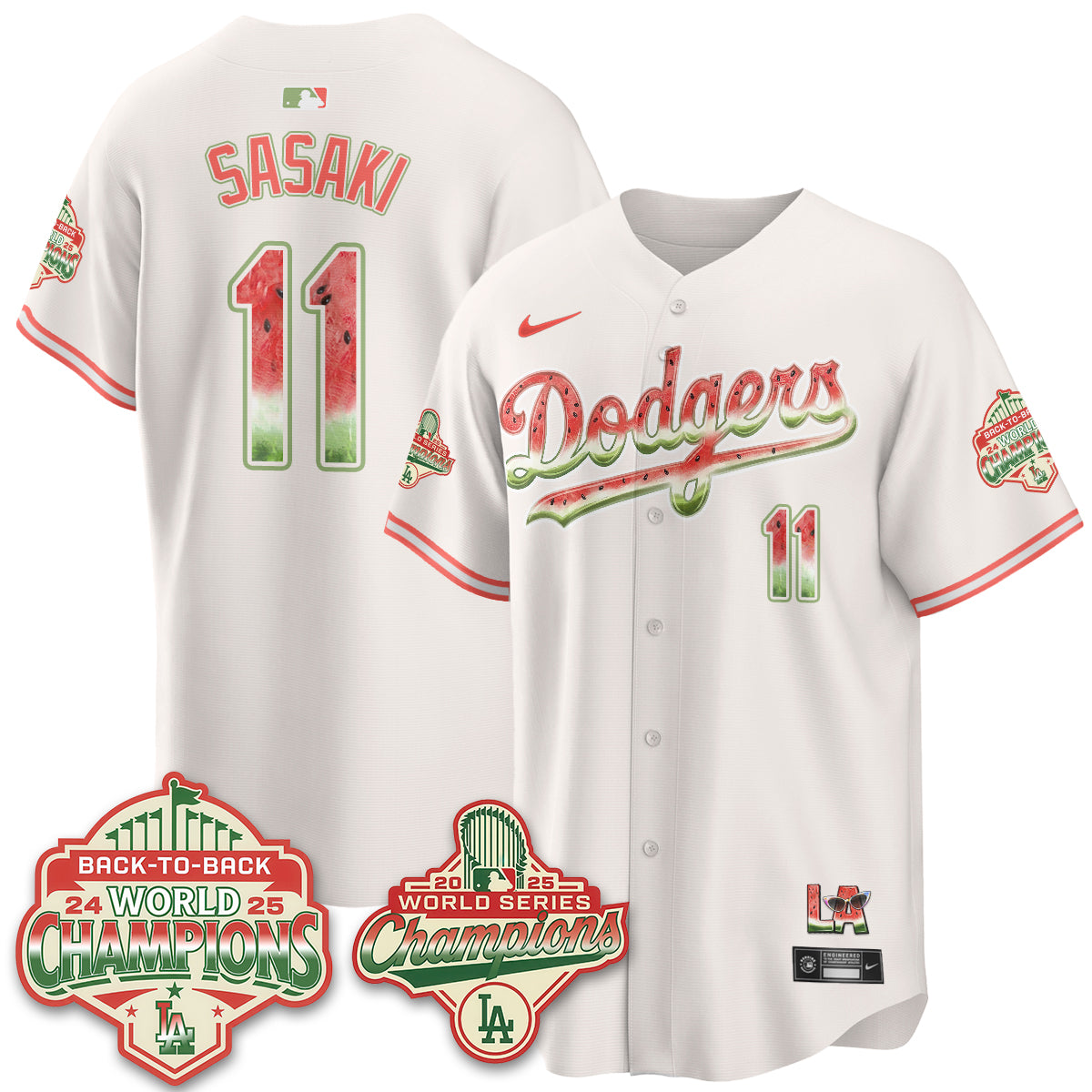 Los Angeles Dodgers National Watermelon Day Vapor Jersey - Stitched