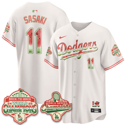 Los Angeles Dodgers National Watermelon Day Vapor Jersey - Stitched