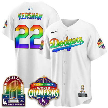 Los Angeles Dodgers Happy Pride Month Vapor Jersey - Stitched