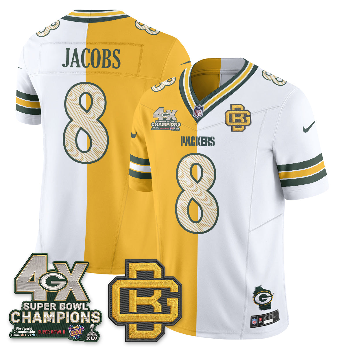 Green Bay Packers Rivalries Split Edition Vapor Jersey - Stitched
