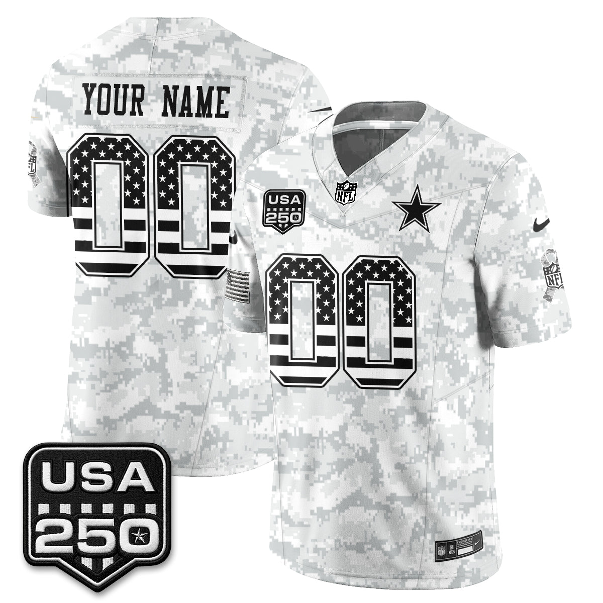DAL 2026 Salute to Service Edition Vapor Custom Jersey - Stitched