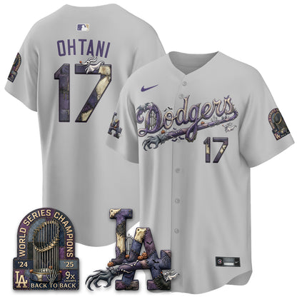 Los Angeles Dodgers Nightmare Edition Vapor Jersey - Printed