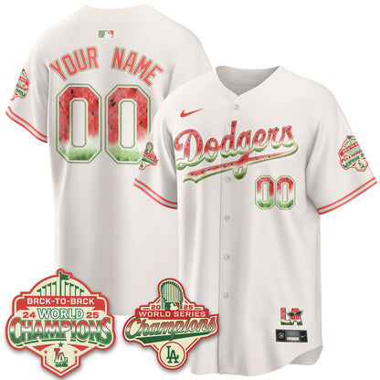 Los Angeles Dodgers National Watermelon Day Vapor Custom Jersey - Stitched