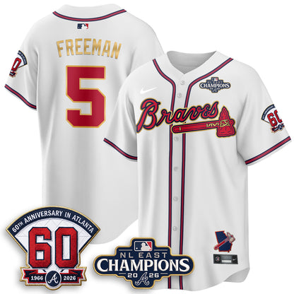 Atlanta Braves 2026 NL East Champs Gold Edition Vapor Jersey - Stitched