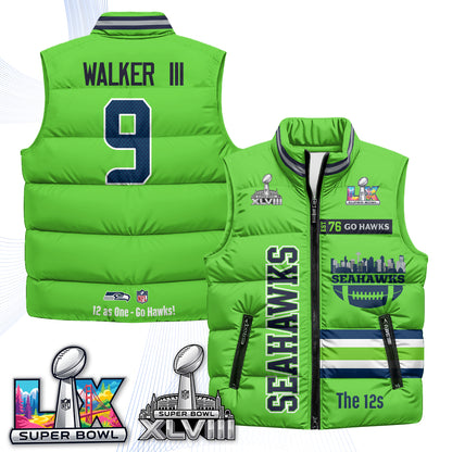 Seattle Seahawks "Go Hawks" Edition Puffer Vest - Printed