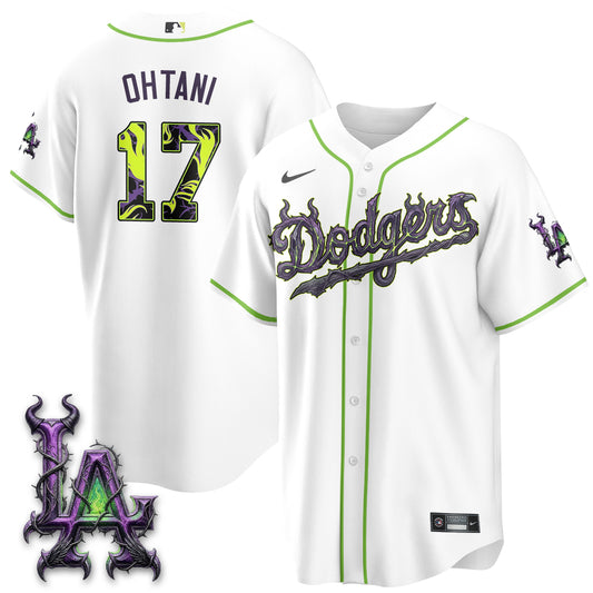 Los Angeles Dodgers Villains Halloween - Horned Queen Vapor Jersey- Stitched