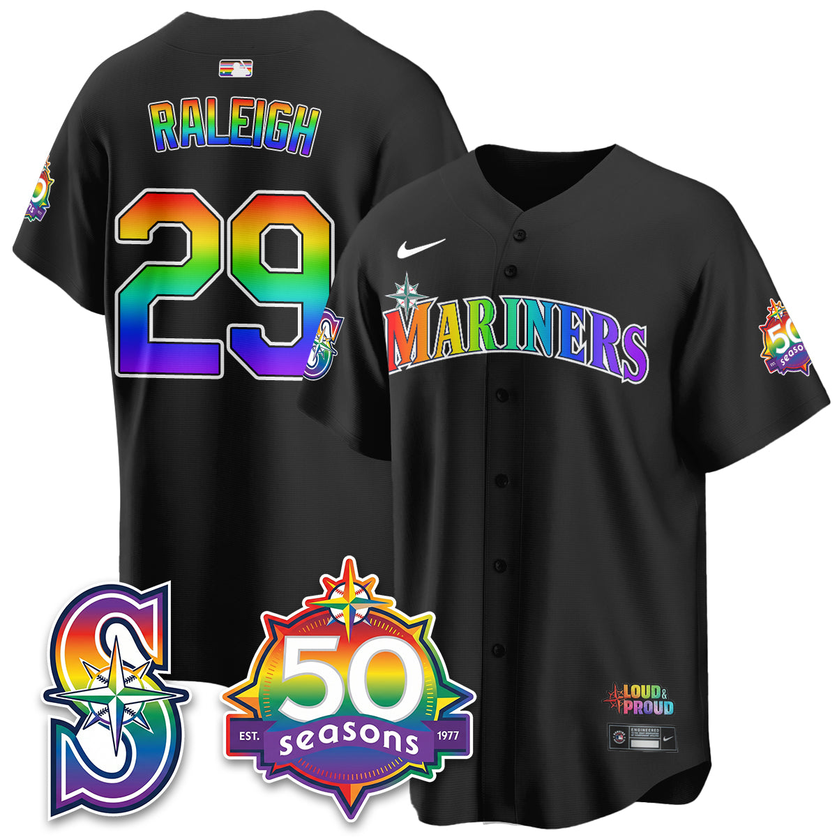 Seattle Mariners Happy Pride Month Vapor Jersey - Stitched