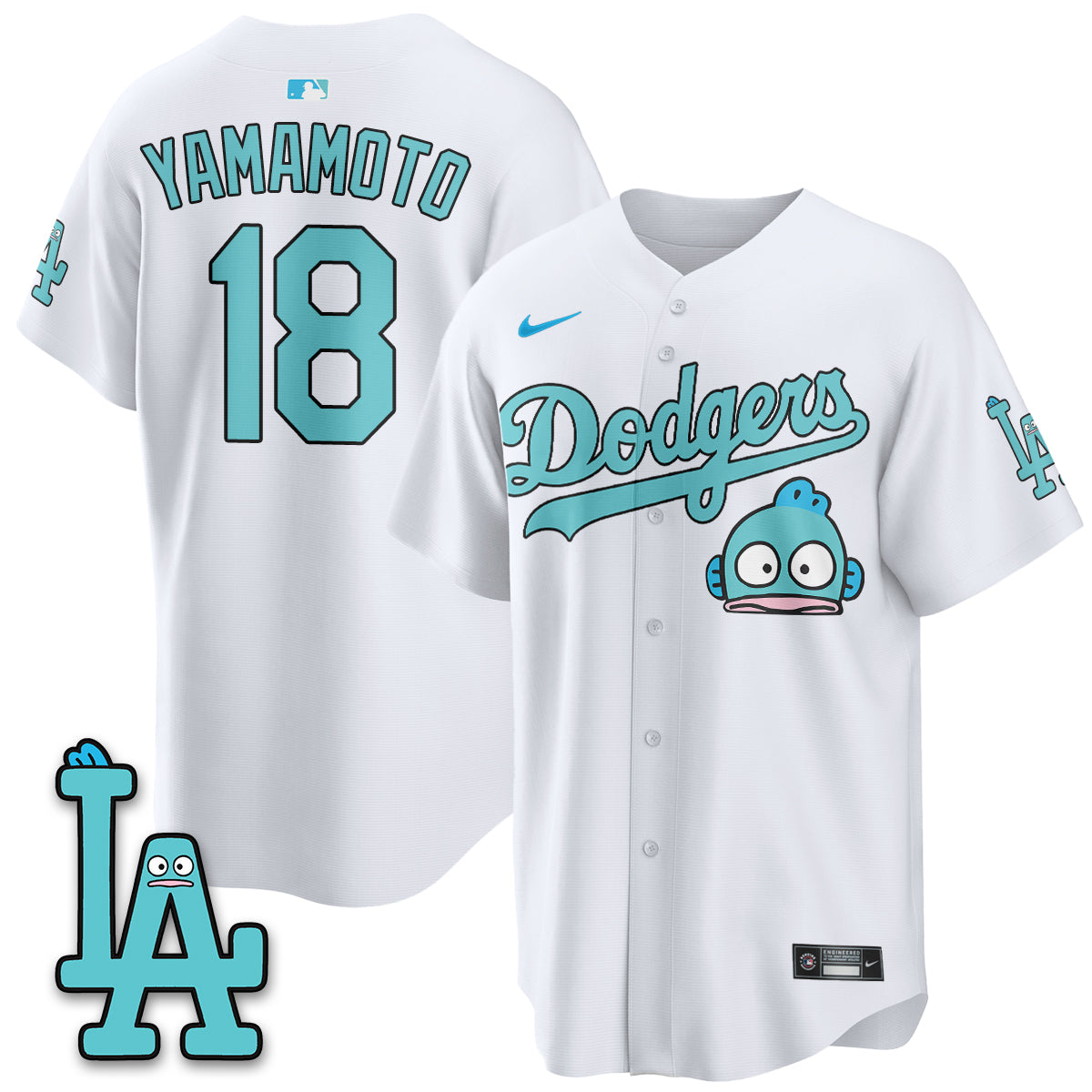 Los Angeles Dodgers x Hangyodon Edition Vapor Jersey- Stitched
