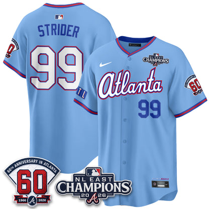 Atlanta Braves 2026 NL East Champs Vapor Jersey - Stitched