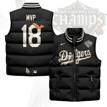 Los Angeles Dodgers Halloween 2026 Unisex Puffer Vest - Printed