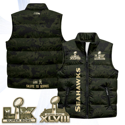 Seattle Seahawks 2026 Salute to Service Puffer Vest - Printed
