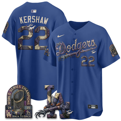 Los Angeles Dodgers Nightmare Edition Vapor Jersey - Printed