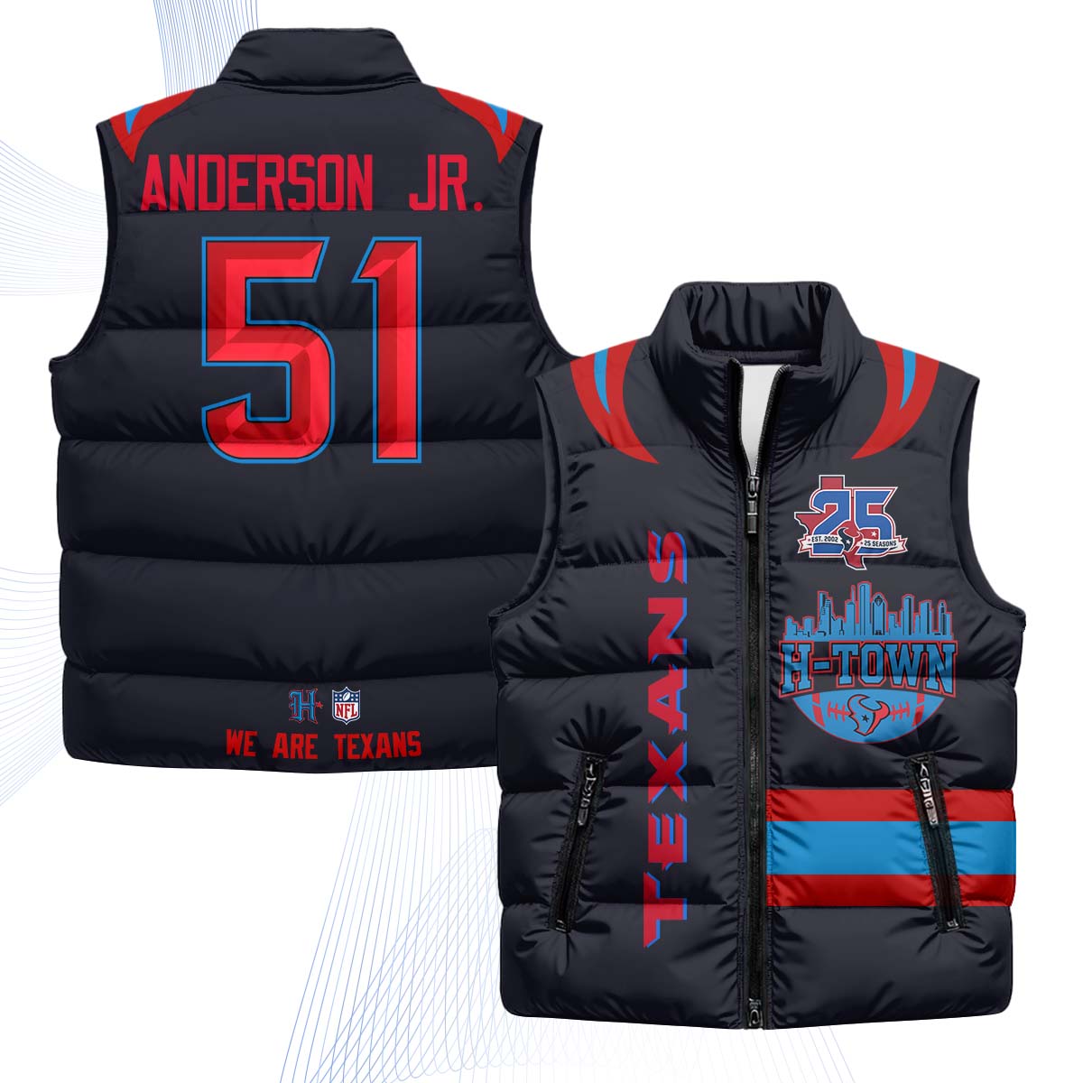 HOU "H-Town" Puffer Vest - Printed