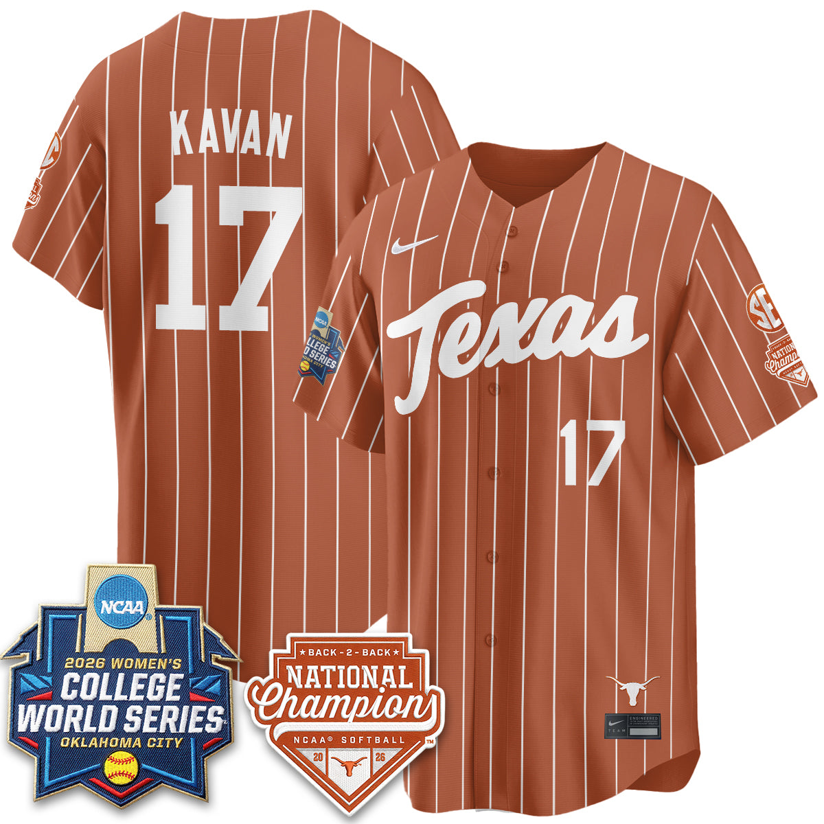TEX Softball 2026 World Series (WCWS) Vapor Premier Limited Jersey - B2B Champs - Stitched