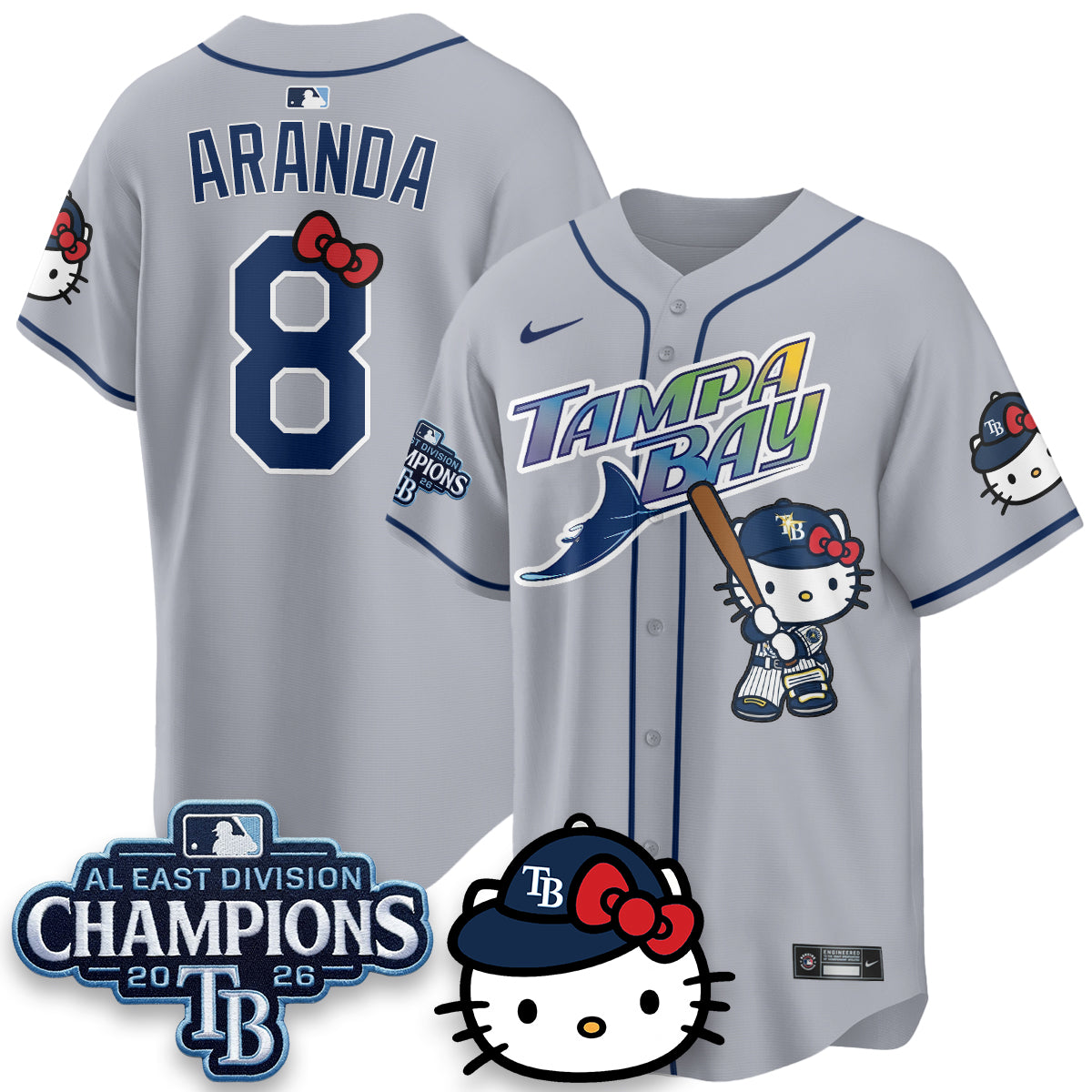 Tampa Bay Rays x Meow KT 2026 AL East Champs Vapor Jersey - Stitched