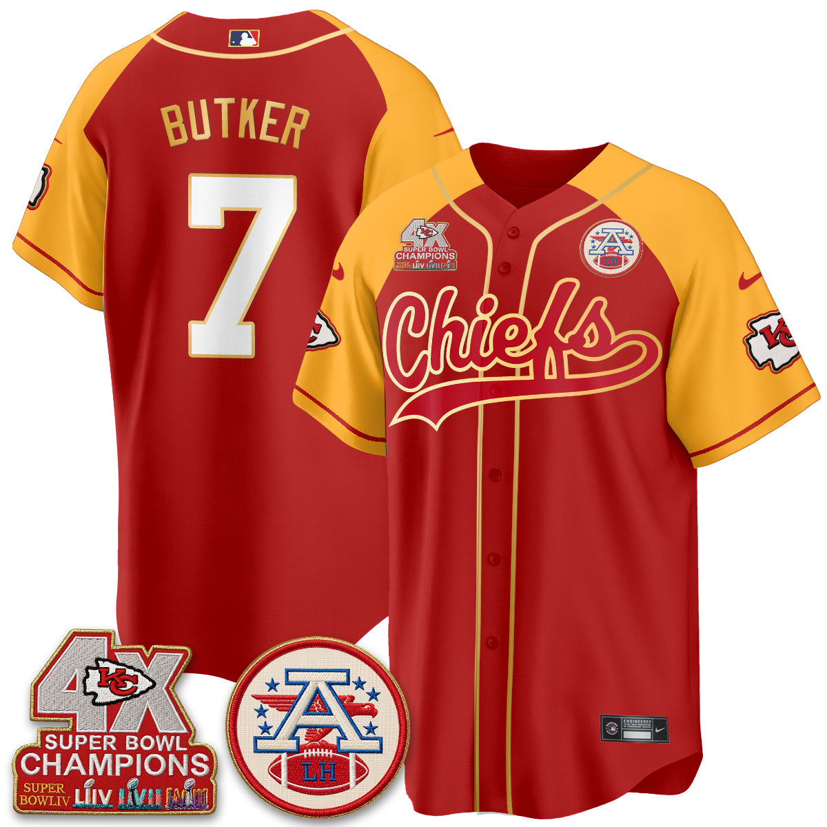 KC 4X Champs Gold Trim Edition Vapor Baseball Jersey - Stitched