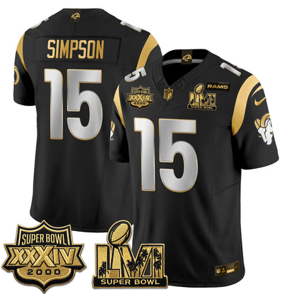 LAR SBowl Champs Gold Vapor Jersey - Stitched