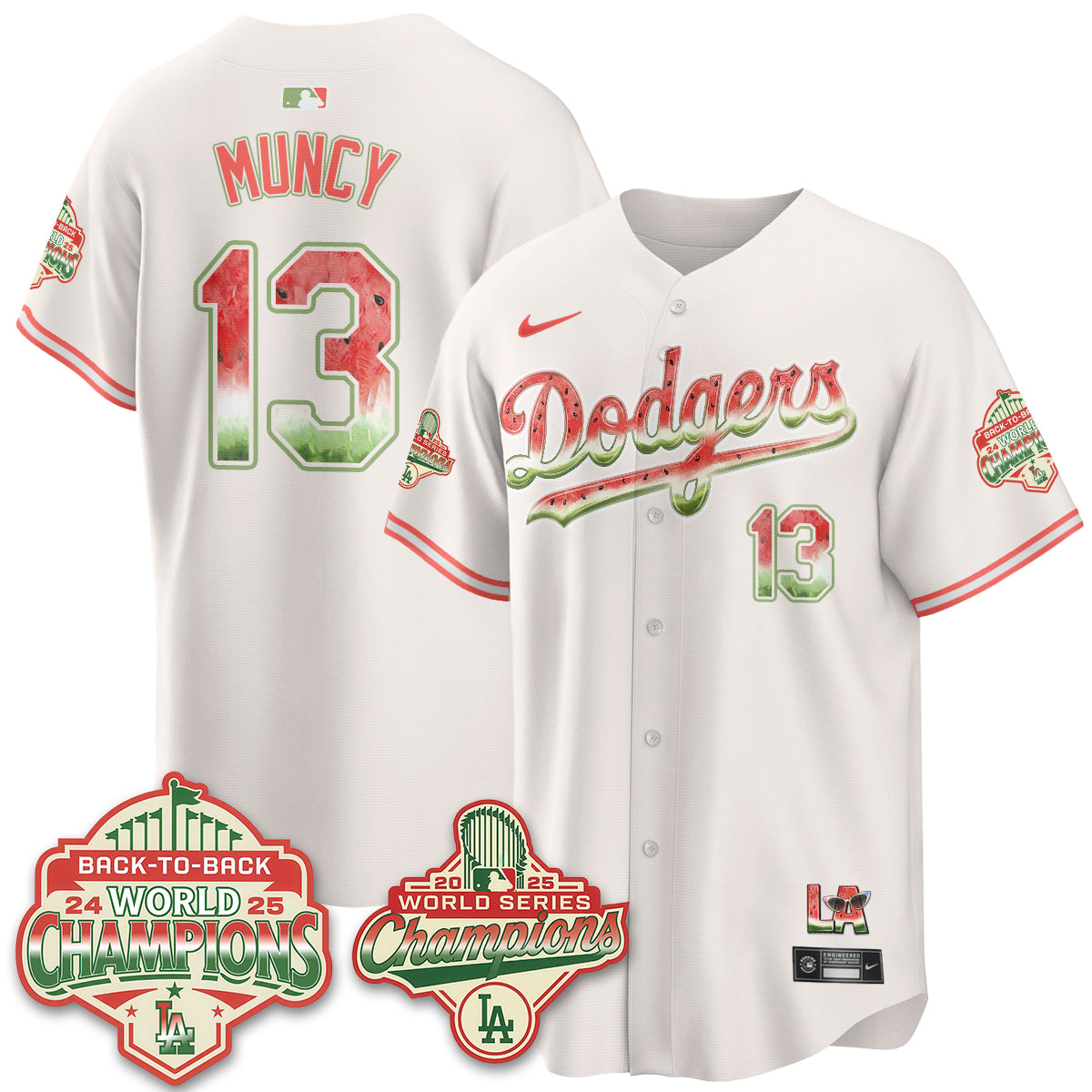 Los Angeles Dodgers National Watermelon Day Vapor Jersey - Stitched