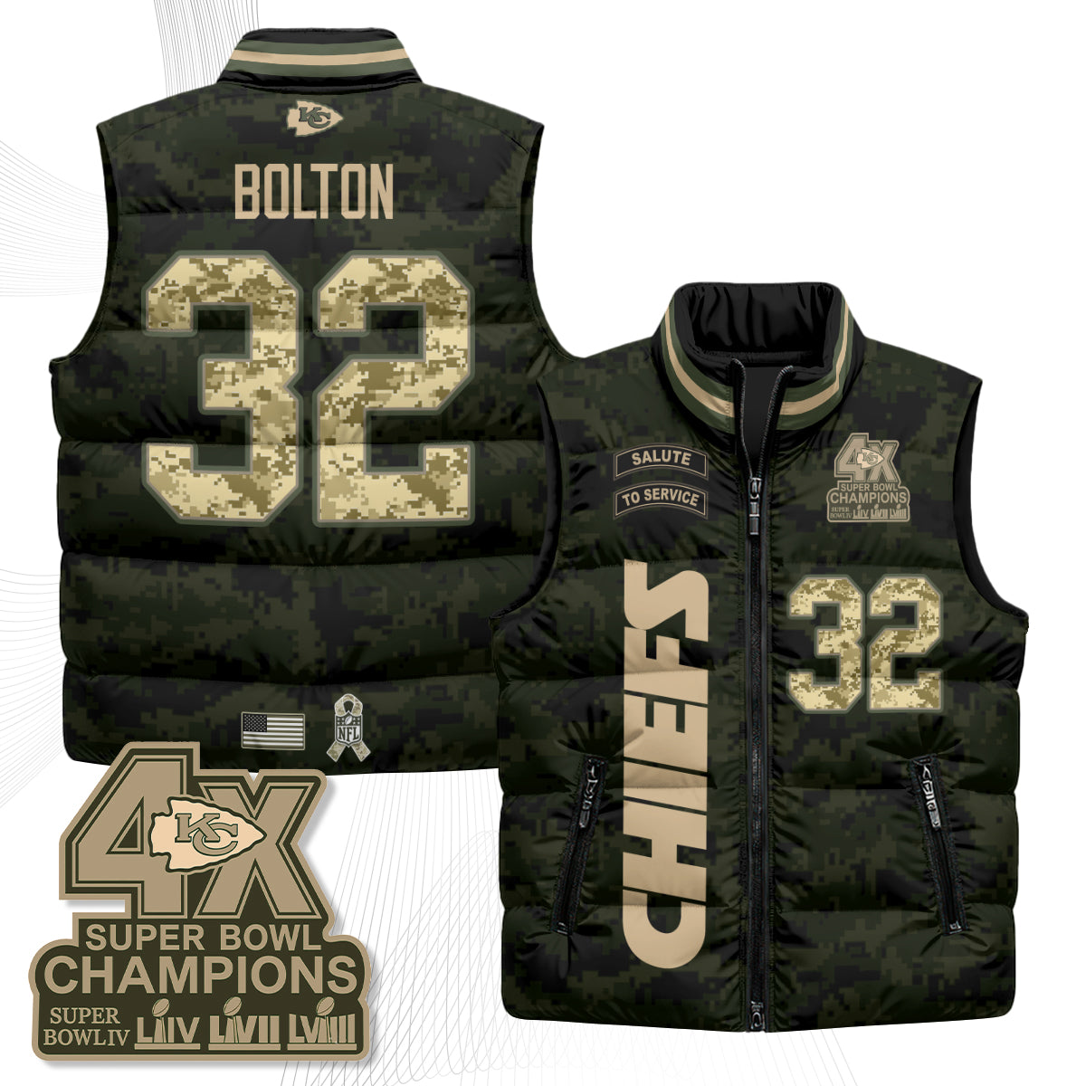 KC 2026 Salute to Service Puffer Vest - Printed