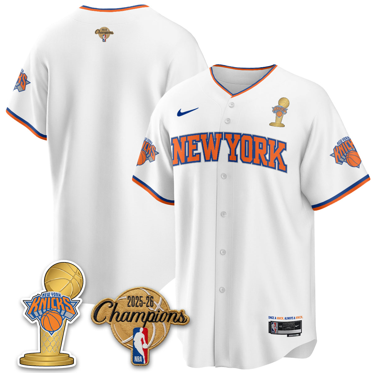 NYK 2026 NBA Champions Vapor Black Gold Jersey - Stitched