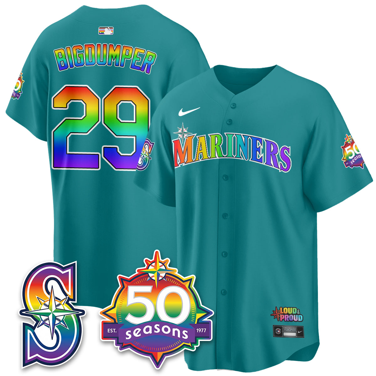 Seattle Mariners Happy Pride Month Vapor Jersey - Stitched