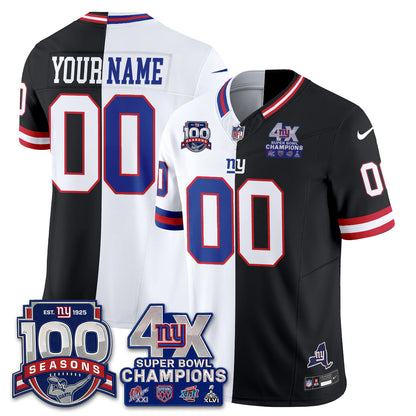 NYG 4X SBowl Split Edition Vapor Custom Jersey - Stitched