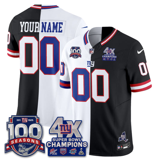 NYG 4X SBowl Split Edition Vapor Custom Jersey - Stitched