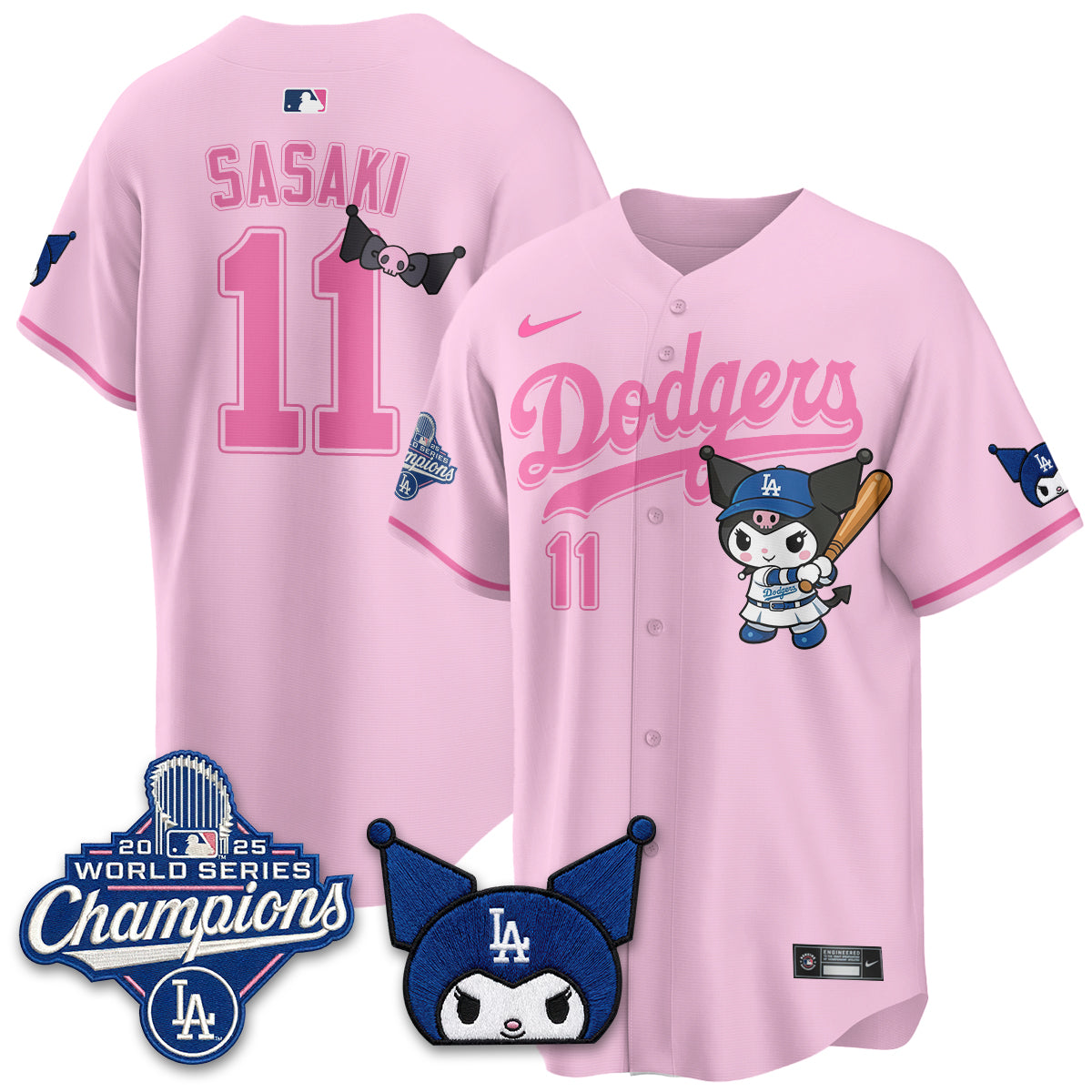 Los Angeles Dodgers Kuromi Edition Vapor Jersey - Stitched