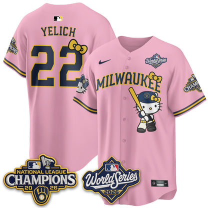Milwaukee Brewers 2026 NL Champions x Meow KT Vapor Jersey - Stitched