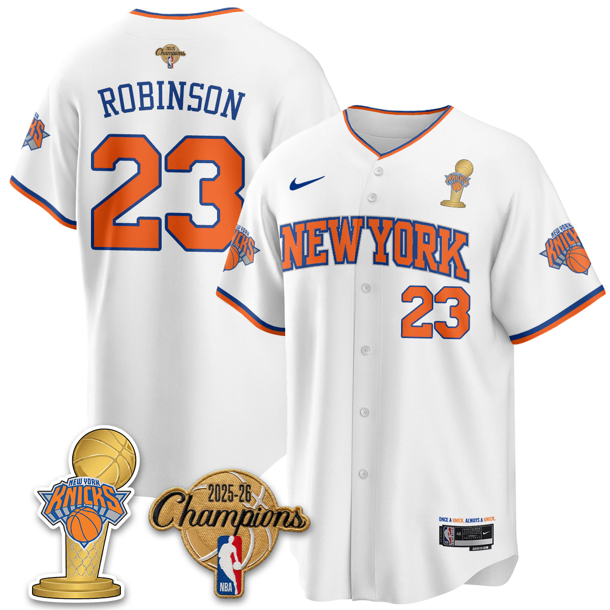 NYK 2026 NBA Champions Vapor Black Gold Jersey - Stitched