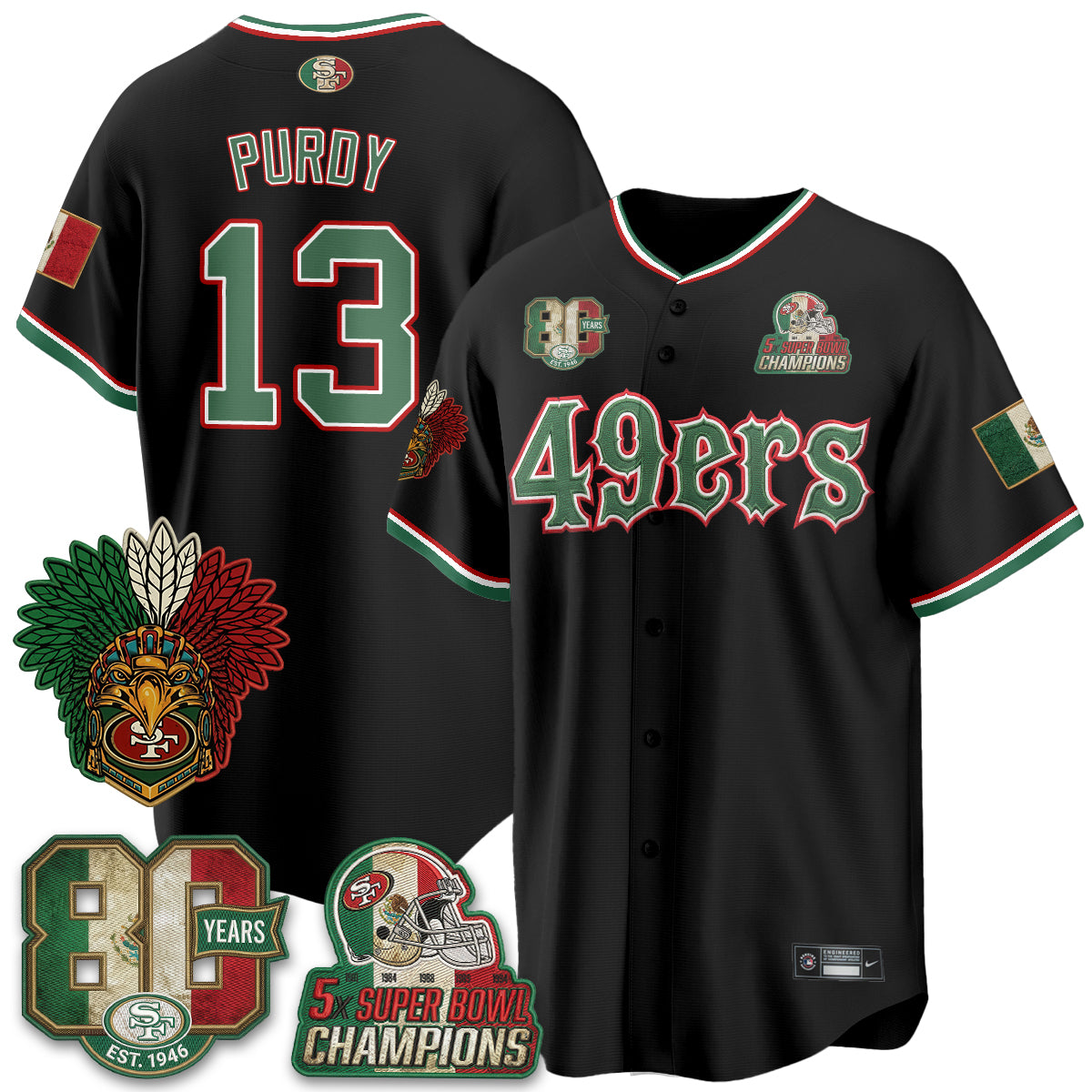 SF Mexico Edition Baseball Vapor Jersey - Stitched