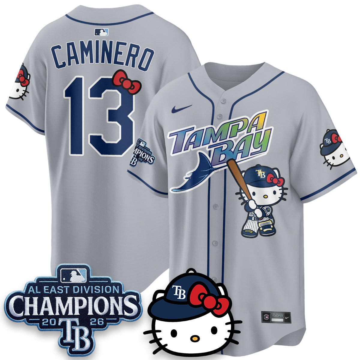 Tampa Bay Rays x Meow KT 2026 AL East Champs Vapor Jersey - Stitched
