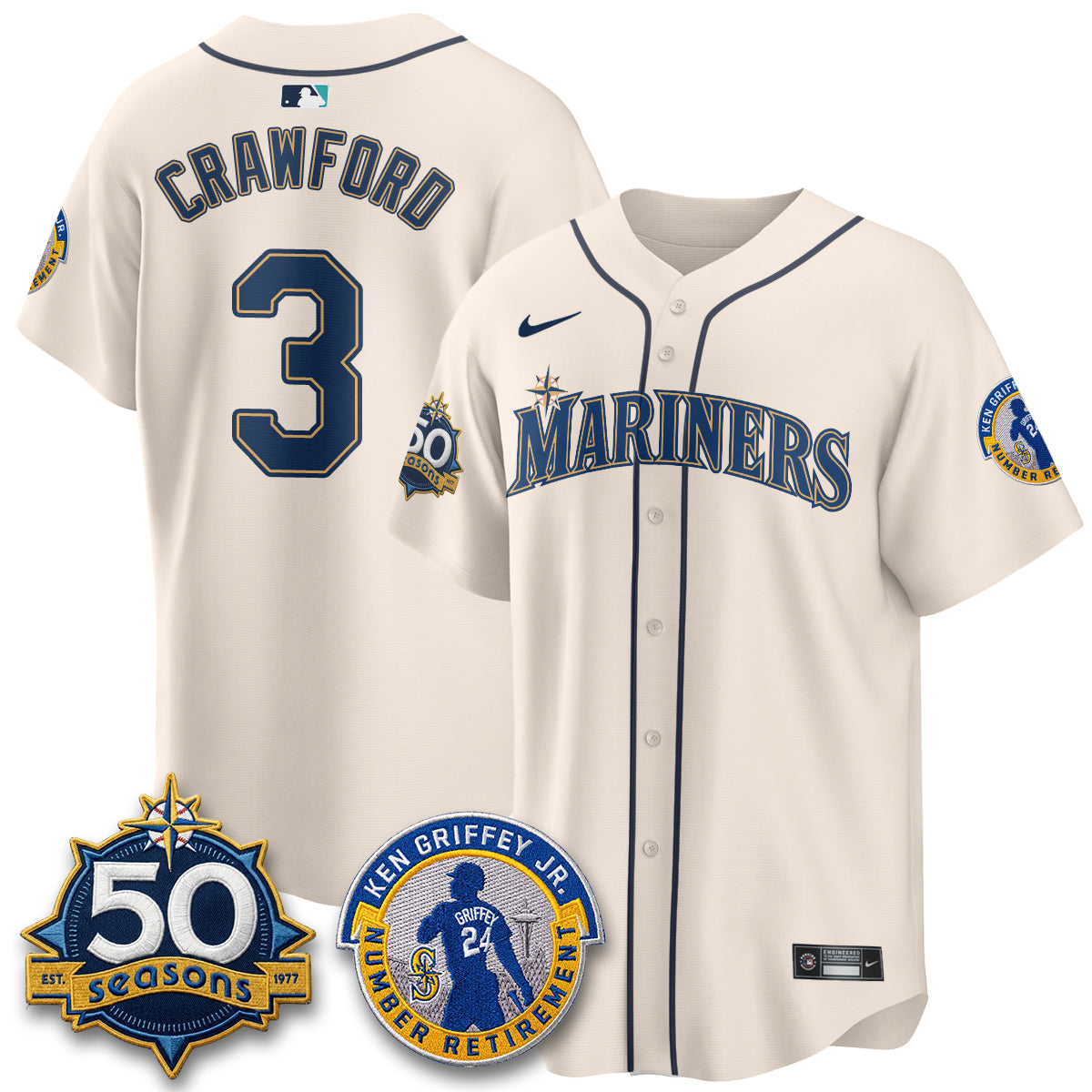 SEA Ken Griffey Jr. Patch Vapor Premier Limited Jersey - All Stitched