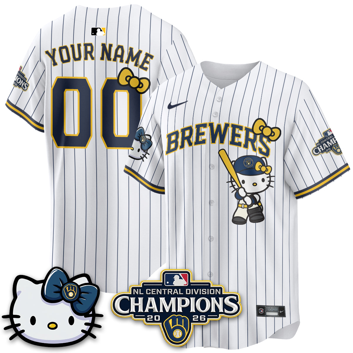 Milwaukee Brewers NL Central Champs x Meow KT Vapor Custom Jersey - Stitched