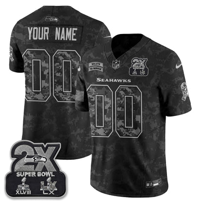 Seattle Seahawks 2026 Salute to Service Vapor Custom Jersey - Stitched