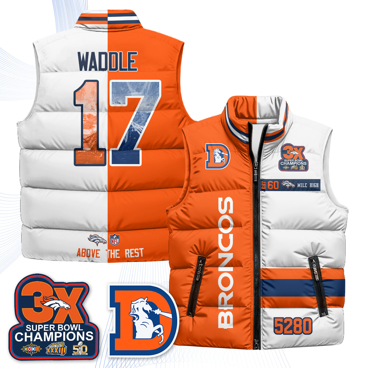 DEN "Mile High" Puffer Vest - Printed