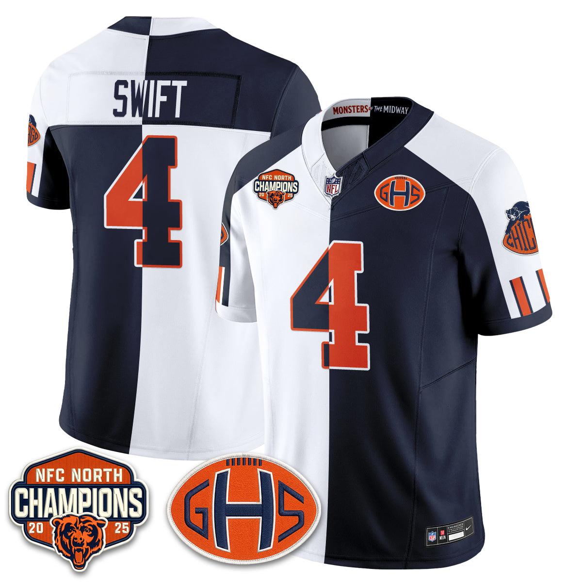 Chicago Bears 2026 Rivalries Split Edition Vapor Jersey - Stitched
