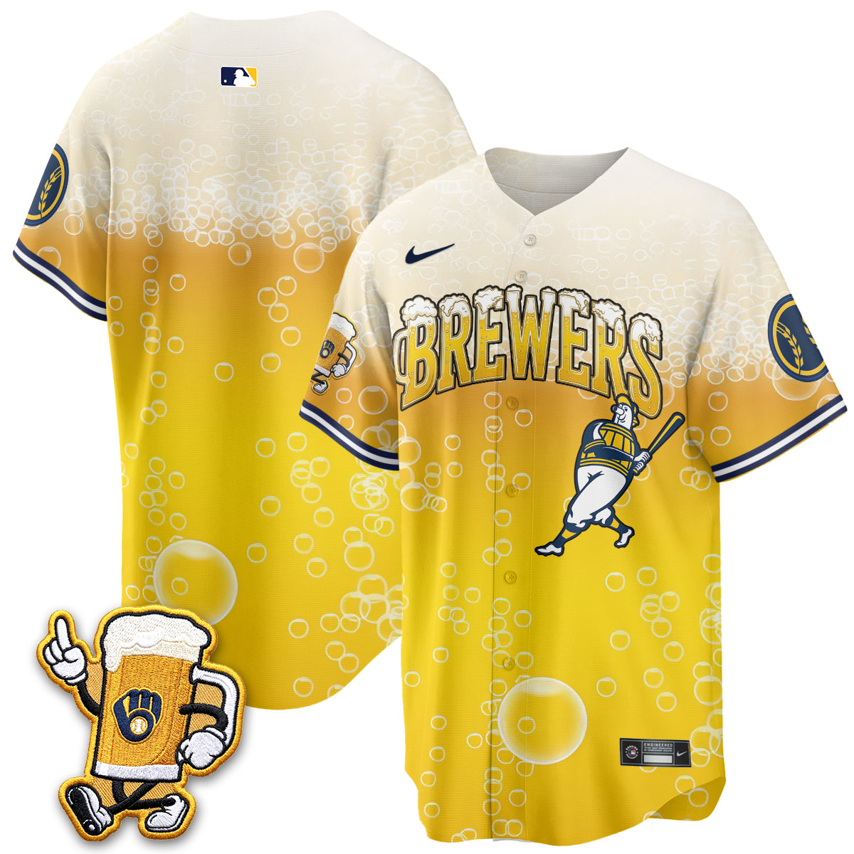 Milwaukee Brewers "Pitcher & Pint" Edition Vapor Jersey V2 - Stitched