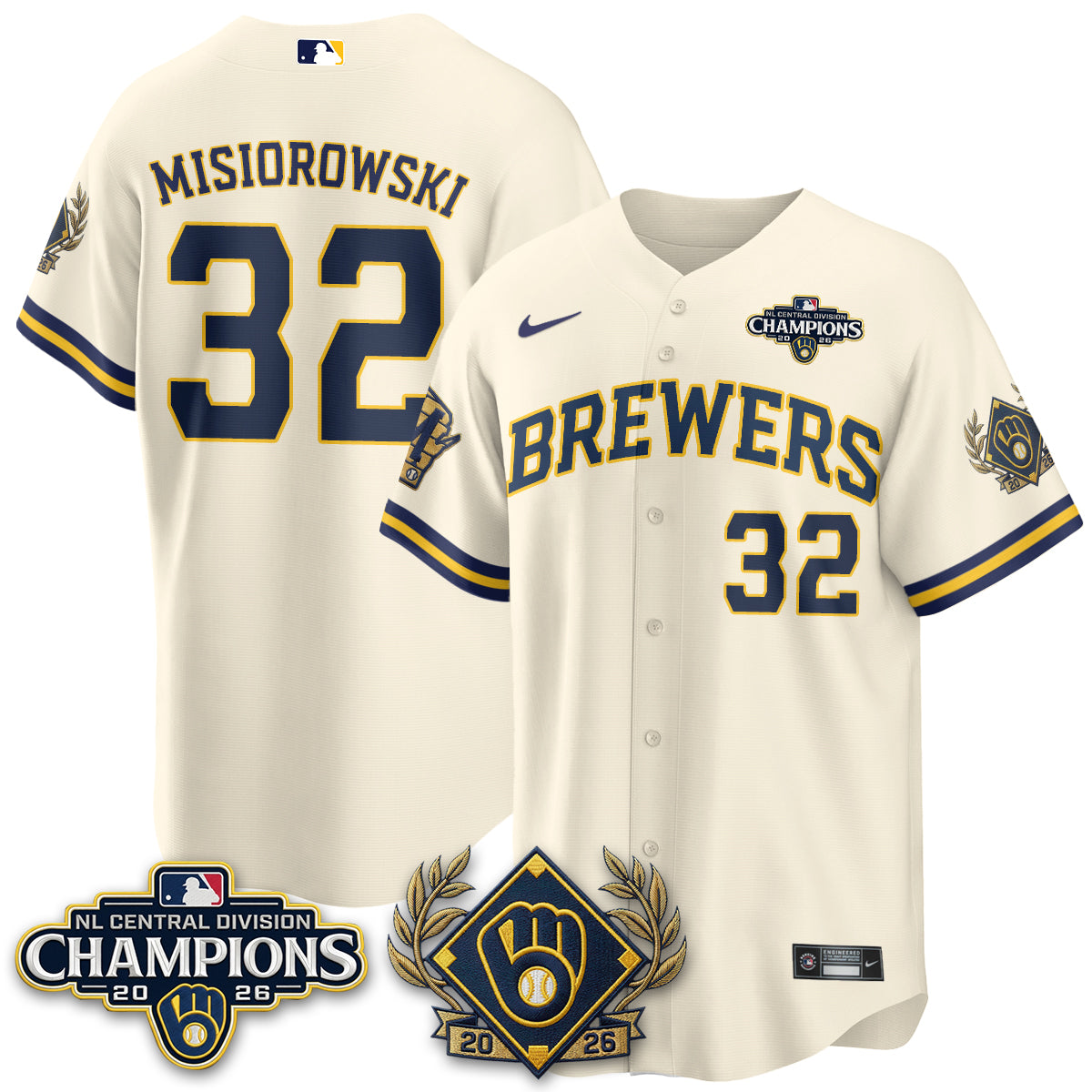 Milwaukee Brewers 2026 NL Division Champs Vapor Jersey - Stitched