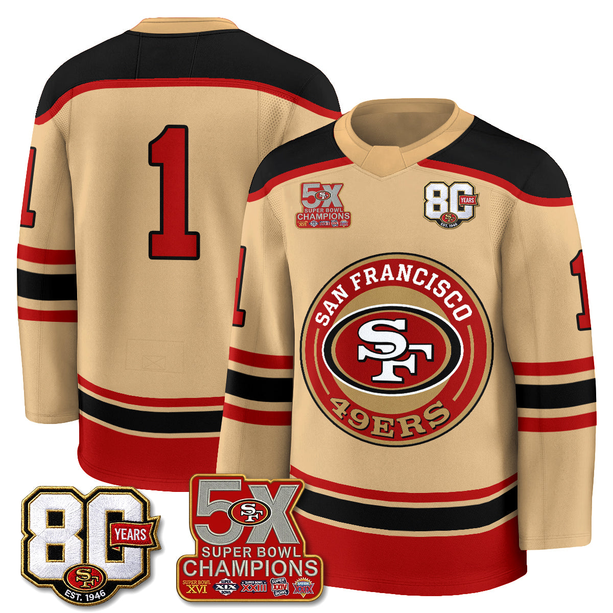 SF 4X Champs Hockey Jersey - Stitched