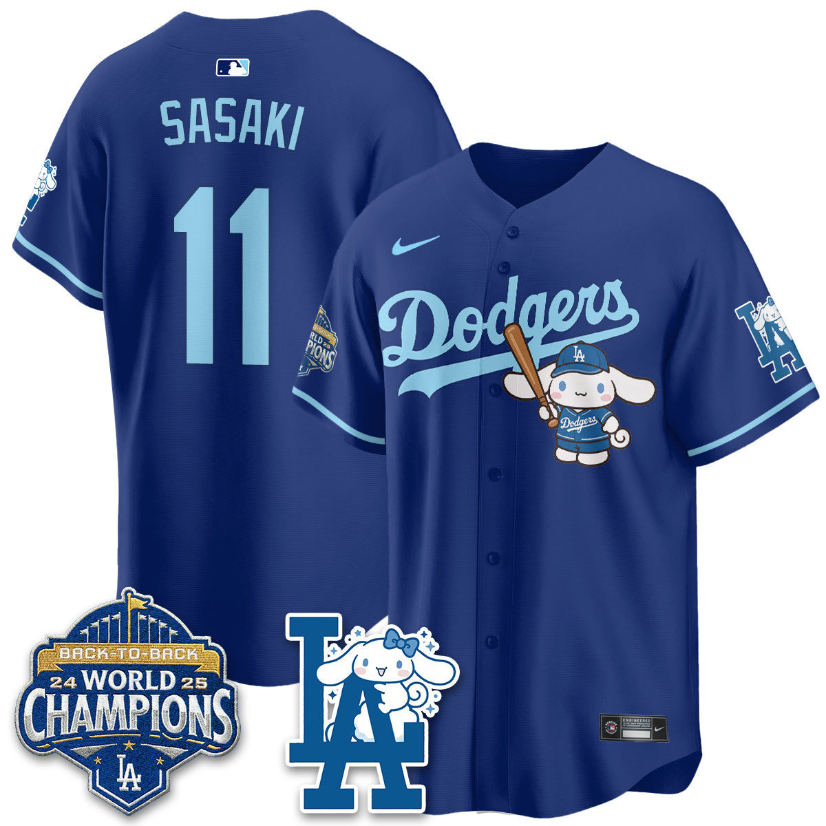 Los Angeles Dodgers Cinnamoroll Edition Vapor Jersey - Stitched