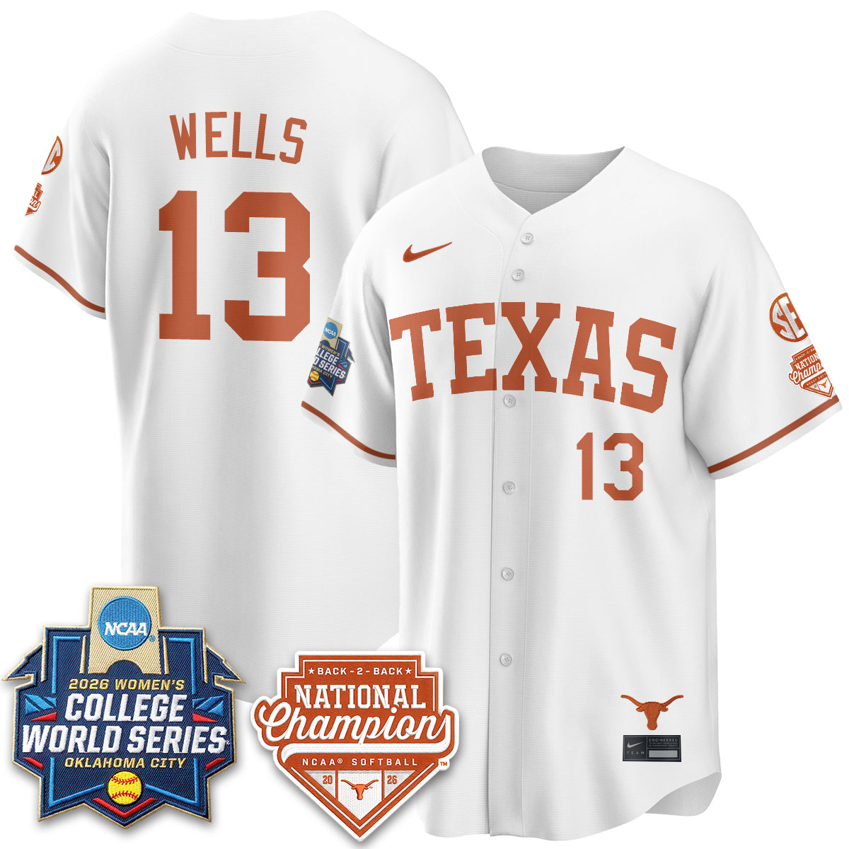 TEX Softball 2026 World Series (WCWS) Vapor Premier Limited Jersey - B2B Champs - Stitched