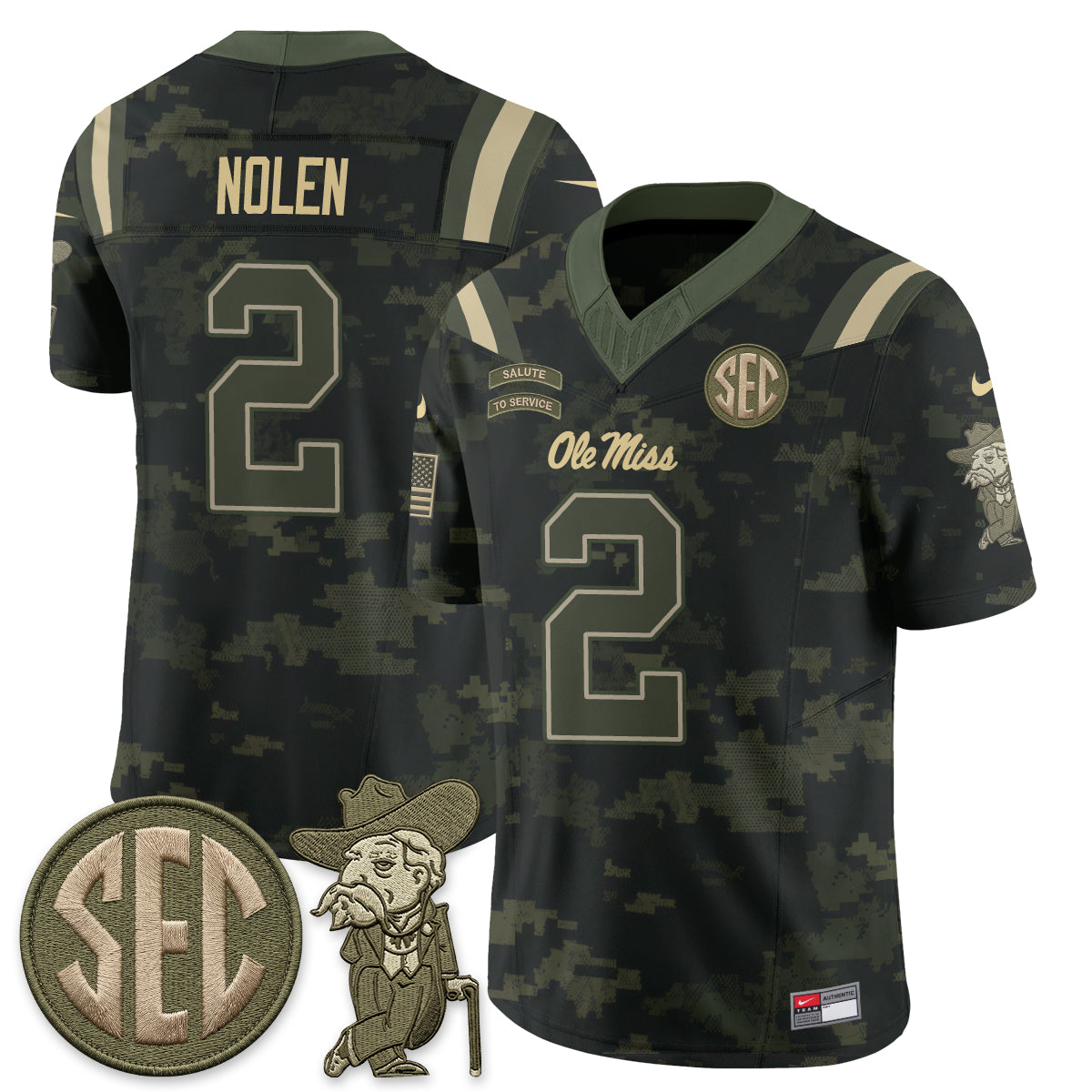 Ole Miss Rebels 2026 Salute to Service Vapor Jersey - Stitched
