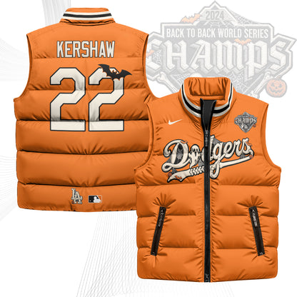 Los Angeles Dodgers Halloween 2026 Unisex Puffer Vest - Printed