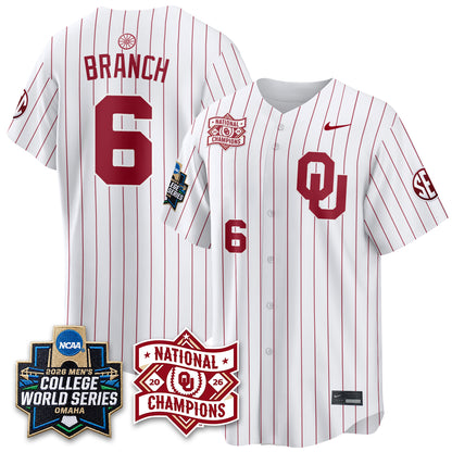 Oklahoma Sooners 2026 NCAA Baseball Men's College World Series Champions Vapor Jersey - Stitched