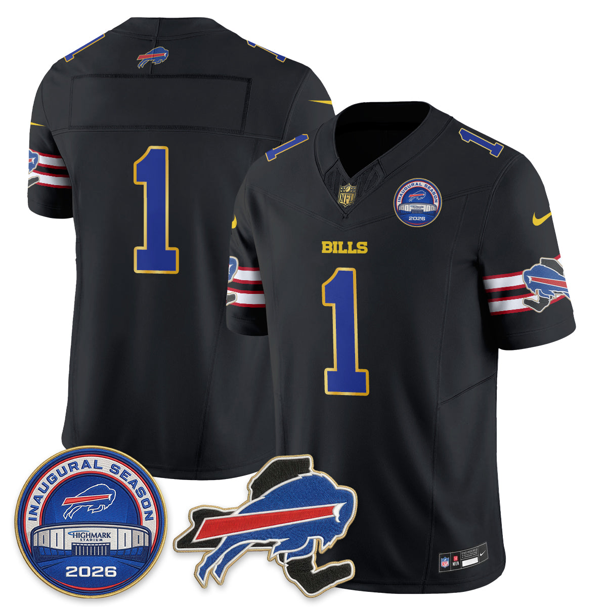 Buffalo Bills 2026 Gold Trim Edition Vapor Jersey - Stitched