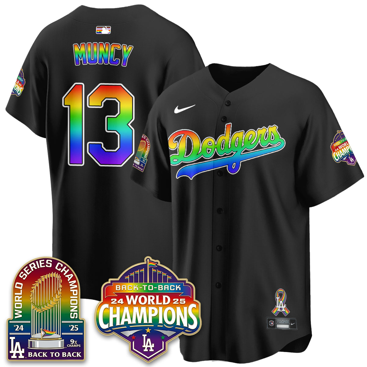 Los Angeles Dodgers Happy Pride Month Vapor Jersey - Stitched