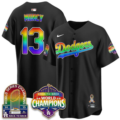 Los Angeles Dodgers Happy Pride Month Vapor Jersey - Stitched