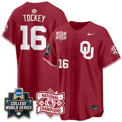Oklahoma Sooners 2026 NCAA Baseball Men's College World Series Champions Vapor Jersey - Stitched